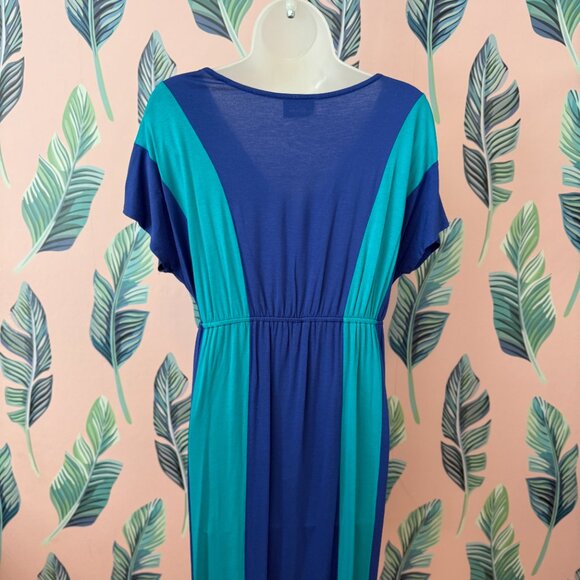 Lana Colorblock Midi Dress | Blue & Teal | Size L - Picture 4 of 4